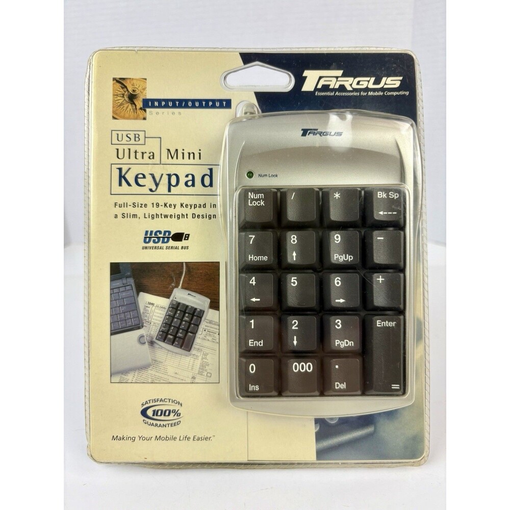 Targus PAUK10U Ultra Mini USB 19-Key Numeric Keypad Silver/Black New, Sealed.